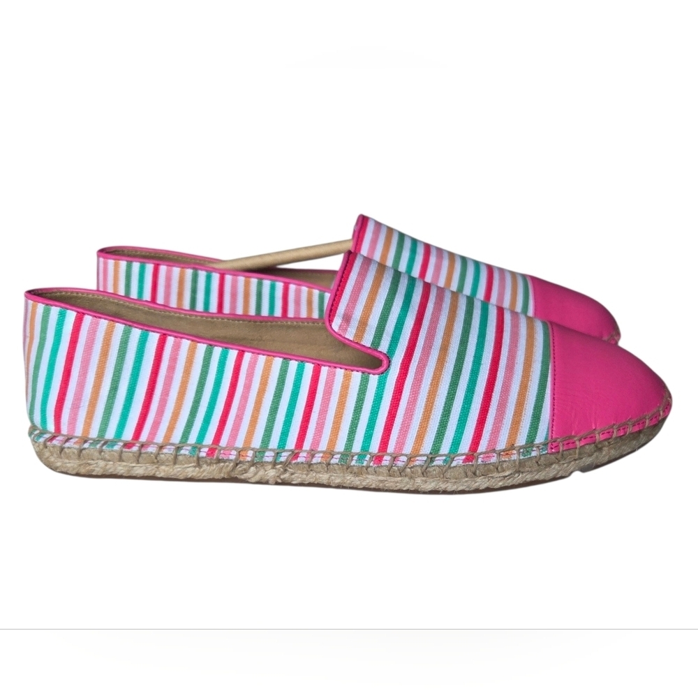 Talbots Izzy Colorful Striped Pink Toe Espadrilles Size 9.5